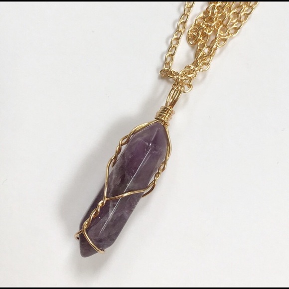 Natural Spiritual Amethyst Crystal Wired Necklace - Picture 5 of 8